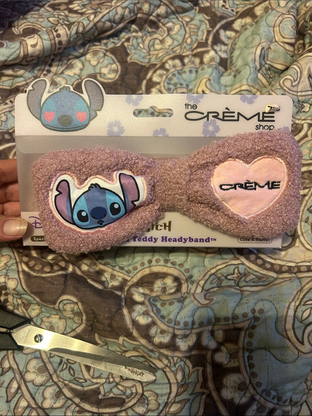 The Crème Shop Pink Stitch Teddy Headband